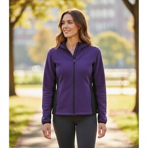 Lauren Active Ralph Lauren Zip Hoodie Women Purple Black Colorblock LRL M